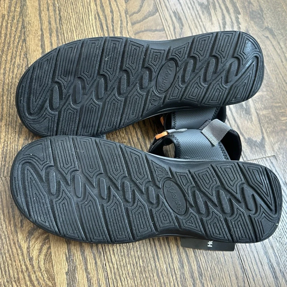 Hurley Burbank Men Gray Strap Sandals Shoes Logo Outdoor Active Size 12 NEW